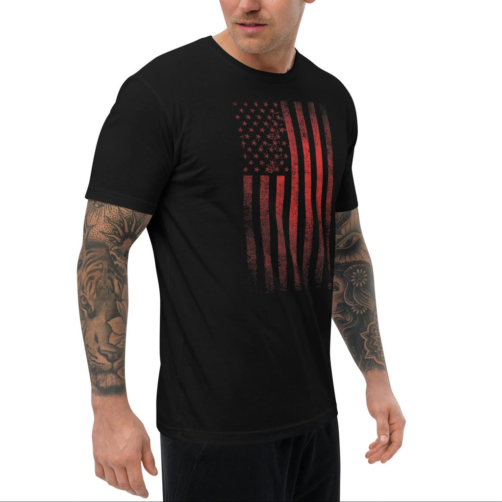 Crimson Flag Tee — Midnight Navy